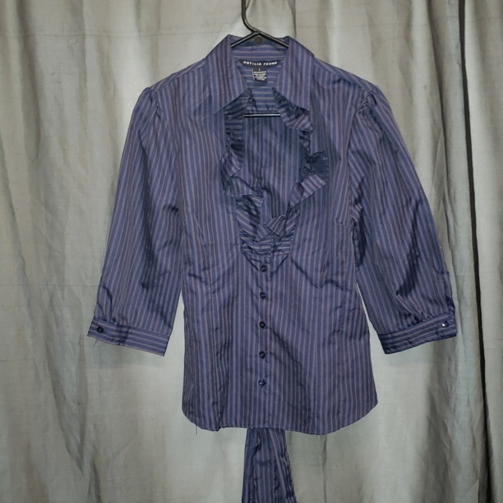 Antilia Femme Striped Ruffle Blouse